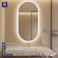 Espejo LED Inteligente Ovalado SAA ETL con Antivaho, Retroiluminado y Regulable, Espejo de Pared para Proyectos Hoteleros, Villas, Salones y Baños