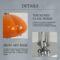 Lampe de table esthétique rétro en verre style Bauhaus, design champignon, orange, pour chevet, collection 2026