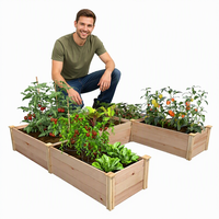 Kotak Penanam Tanaman Kayu Terangkat untuk Luar Ruangan dengan Pot Bunga untuk Sayuran & Herbal Balkon dan Berkebun di Teras
