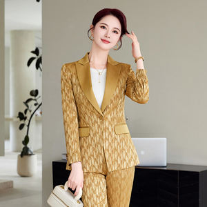 2025 नई गुलाबी महिला सूट जैकेट वसंत शरद ऋतु कोरियन अवकाश पेशेवर प्रसारण मेजबान कपड़े महिलाओं के पेशेवर सूट - Product Image 4