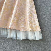 Robe élégante WIWT pour femme, coupe trapèze, manches courtes, jacquard, avec nœud perlé au col et ourlet en maille, tenue décontractée pour soirée