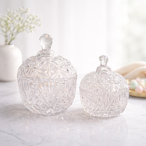 Jarra <span class=keywords><strong>de</strong></span> Cristal Iridiscente <span class=keywords><strong>de</strong></span> Lujo para Dulces con Tapa, Recipiente Decorativo <span class=keywords><strong>de</strong></span> Vidrio para Guardar Dulces, para el Hogar, <span class=keywords><strong>Cocina</strong></span>, Bodas y Fiestas - Product Image 1