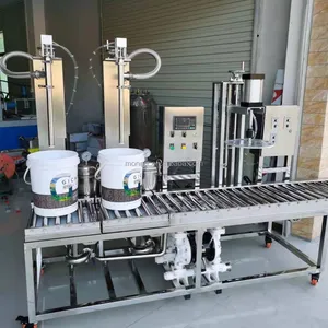 Double nozzle water based paint weighing packing machine/semi automatic weighing filler 20 L resin paint filling machine