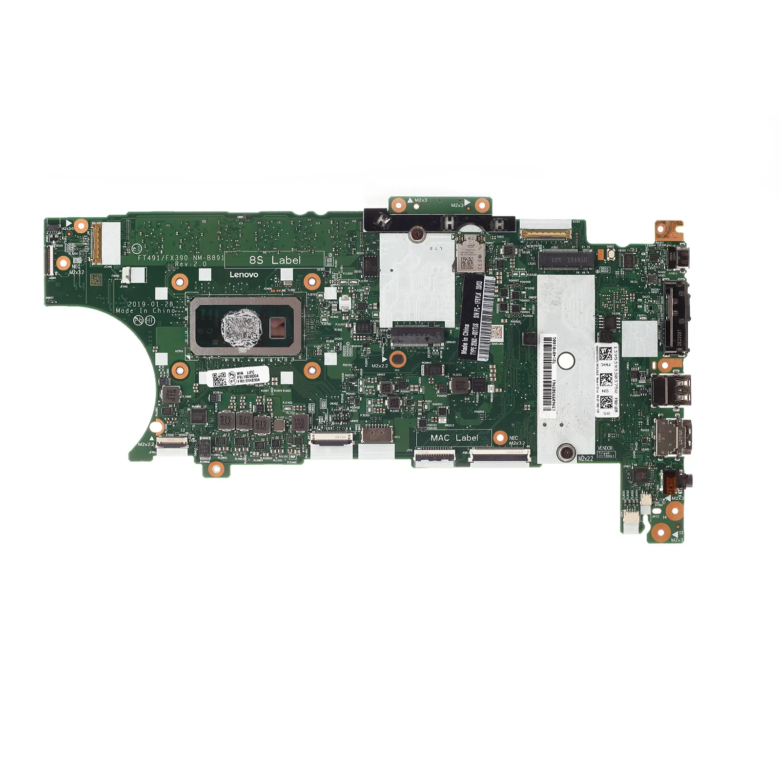 Carte mère d'ordinateur portable T490 T590 P531 pour ThinkPad NM-B901 FRU;01YT408 CPU;I7 8665U 8G cartes mères testées 100% travail