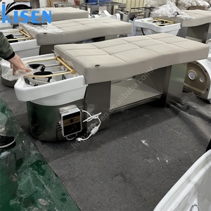Fauteuil de lavage professionnel Kisen Salon avec massage thaïlandais, thérapie capillaire à l'eau et lit de shampoing sur base en acier inoxydable - Product Image 6