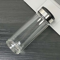 Verrerie 450ml avec logo personnalisé Bouteille d'eau réutilisable en verre à haute teneur en borosilicate avec couvercle pour cadeaux d'affaires