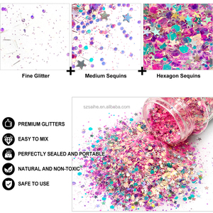 Entrepôts américains : 24 bouteilles <span class=keywords><strong>de</strong></span> paillettes épaisses phosphorescentes 2oz/56g, flocons lumineux mélangés pour l'artisanat, la résine, les boules <span class=keywords><strong>de</strong></span> neige, les gobelets et le slime - Product Image 4