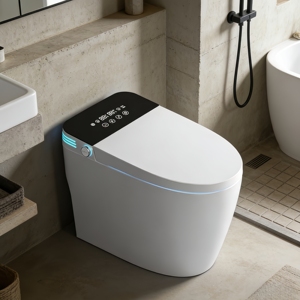 Inodoro Inteligente <span class=keywords><strong>de</strong></span> Cerámica <span class=keywords><strong>de</strong></span> Una Pieza con Sifón Moderno, Descarga Automática y Bidé, Sanitario <span class=keywords><strong>de</strong></span> Suelo - Product Image 1