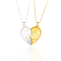 Colliers magnétiques en alliage pour couple, pendentifs cœur séparé, promesse éternelle, étreinte, cadeaux de bijoux pour la Saint-Valentin pour les amoureux