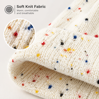 Bonnet en tricot à pois effet éclaboussures artistiques, couleur unique, coupe-vent, avec revers, chaud pour l'hiver, idéal pour le cyclisme et les courtes sorties en extérieur
