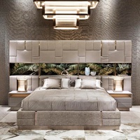 Meubles de chambre à coucher de luxe italiens Furnistyle, lit double en cuir haut de gamme, grande tête de lit haute, lit king size moderne de luxe