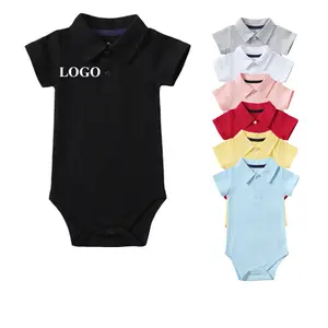 Manufacturer Supplier Custom Polo Shirt Design Baby Rompers Custom Logo Label Printing Organic Cotton Blank POLO Baby Bodysuit