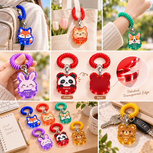 Custom Acrylic Animal Wristlet Keychain Cute Cartoon Pet Charm Coil Bracelet Key <b>Ring</b> OEM ODM - Product Image 3