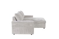 Canapé convertible en forme de L EON HOME, tissu chenille, chaise longue multi-rangement, canapé-lit avec espace de rangement