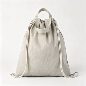 <b>Medium</b> Daily Use Canvas Drawstring <b>Backpack</b>, Multi Purpose Sack Bag for Shopping School Sports Custom Printing Supported - Product Image 2