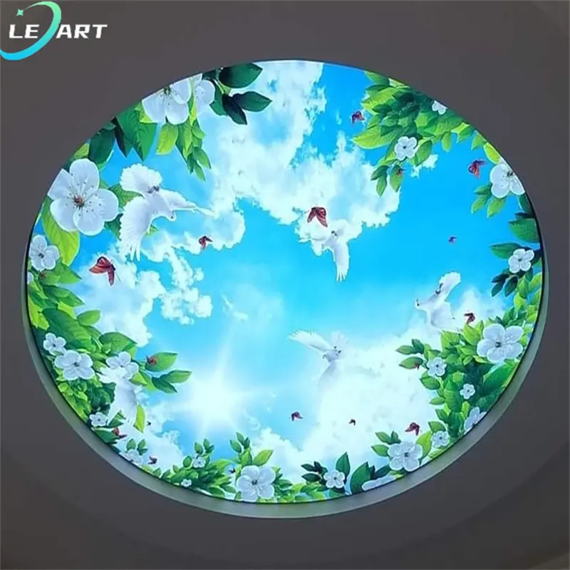 Bahan dekorasi dinding ubin fleksibel untuk langit-langit pohon langit burung dicetak 3d pvc panel langit-langit