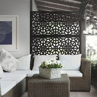 Panneau d'écran de confidentialité en métal, design Art Déco, découpé au laser, en acier au carbone, 48x75 pouces, pliable, couleur brique marron, pour balcon, patio, pelouse