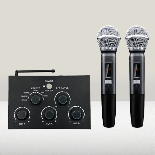 New Trend Model Home Theatre Wireless Karaoke Mixer Dual Handheld Metal Microphones HD ARC Vocal Cut Crystal Sound All-in-One