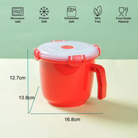 Bols à soupe en plastique personnalisables pour micro-ondes, tasses à fond rond avec poignée, ensemble de bols et tasses à soupe