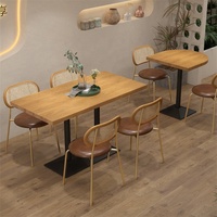 Table de salle à manger rectangulaire multifonctionnelle de style américain en bois massif pour café, restaurant occidental et hôtel, avec ensemble chaise et table