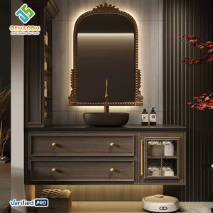 2025 OEM Juerte Vaidade Do Banheiro Do Quarto Moderno Set com Dressing Table Armário Espelho Torneira Da Pia-Madeira Maciç<span class=keywords><strong>a</strong></span> Montado Na Parede - Product Image 2