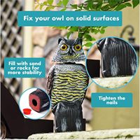 Statue de hibou en plastique multicolore pour la chasse Leurre rotatif Hibou Décoration de jardin pour maison, jardin, cour, répulsif contre les parasites Hibou