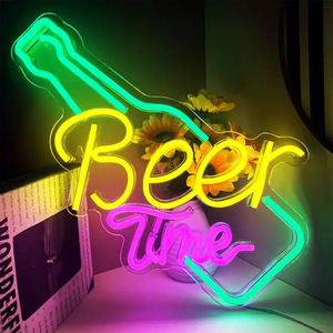 Letrero electrónico con alimentación por USB, luz LED de neón con borde cruzado personalizado para <span class=keywords><strong>ambiente</strong></span> de barra de cumpleaños de fiesta con 1 año de garantía - Product Image 4