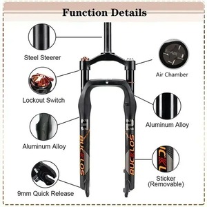 Bucklos Mountainbike Fiets Vet Vork 26*4.0 Air Suspension Vork Rechte Pijp <span class=keywords><strong>120</strong></span> Manual Lock Sneeuw Vork - Product Image 3