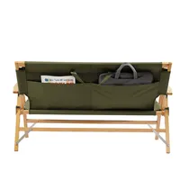 Chaise double Kermit en bois massif BSCI, banc portable d'extérieur et ottoman, pliable pour le camping et les parcs