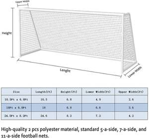 Filet d'entraînement de football pliable de haute qualité et durable, taille standard, en polyester/PP écologique - Product Image 5