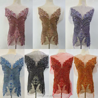 Applique de luxe faite à la main, colorée, brodée à la main, ornée de perles et de cristaux, pour corsage de robe de bal