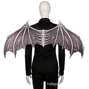Ailes d'os de <span class=keywords><strong>diable</strong></span> pour Halloween, ailes de cosplay non tissées pliables noires et blanches, fournitures de fête promotionnelles pour la fête de carnaval - Product Image 2