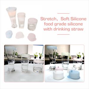 Căng Cup Nắp Với Vòi Phun Bán Buôn Tái Sử Dụng Không Thấm Nước Dễ Dàng Để Làm Sạch Mềm Cấp Thực Phẩm <span class=keywords><strong>Silicone</strong></span> Biểu Tượng Tùy Chỉnh Thân Thiện Với Môi Ly - Product Image 4