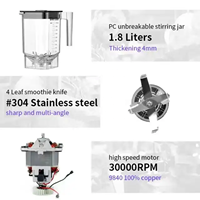 Blender commercial haute vitesse 1800W, puissant et polyvalent, pour restaurant, hôtel, usage domestique, 5+ vitesses, sans BPA