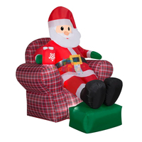 Décoration de jardin de Noël en plein air, Père Noël gonflable de 6 pieds poussant un lutin en fauteuil roulant