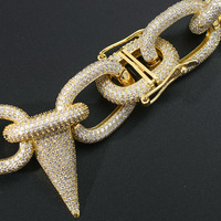 14k Brillant Plaqué Or Zircon Glacé Hip Hop Os Charmes Collier Haute Qualité Chaînes De Mode Rappeur Gangster Bijoux