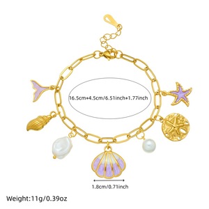Fashion Charm Bracelet Zinc Alloy Ocean Theme Seashell Starfish Pearl Women's Jewelry Gift - Product Image 4