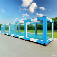 Nouveau design de luxe 40FT 20FT conteneur en acier piscine préfabriquée USA populaire avec grande fenêtre en verre et système de filtration