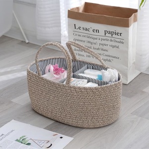 Baby Windel-Organizer für Mädchen und Jungen Baumwollseil Kinderzimmer Aufbewahrungskorb Tragbarer Halter Tragetasche für Wickeltisch Auto - Product Image 4