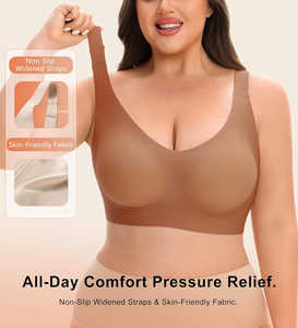 Sujetadores inalámbricos personalizables de gelatina para mujer, de copa completa, sin costuras, transpirables, de cobertura total, sin aros, talla grande, tipo camiseta. - Product Image 6