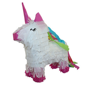 Venta al por Mayor de verano al aire libre blanco y rosa diseño unicornio caballo en forma de papel piñata para chico fiesta - Product Image 1