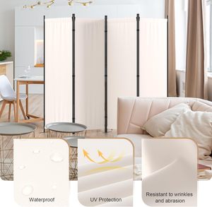Divisorio Pieghevole a 4 Pannelli con 3 Piedi in Metallo, 224 cm di Larghezza, Schermo Portatile <span class=keywords><strong>per</strong></span> Ufficio/Camera da Letto/Camera dei Bambini - Product Image 5