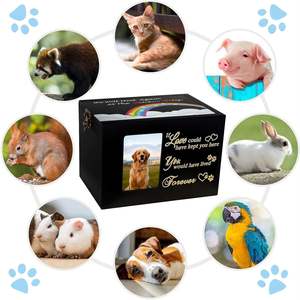 Urne commémorative en bois pour cendres d'animaux de compagnie, chien, chat, pont arc-en-ciel, boîte de crémation avec photo, logo personnalisé gravé - Product Image 6