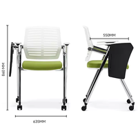 Chaise de formation pliable à roulettes, directement de l'usine, pour salle de classe, salle de formation, chaise d'étude avec tablette d'écriture