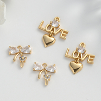 Nouveau design de bijoux de mode, perles de cœur délicates, perles de zircon, breloques en laiton pour la fabrication de bijoux