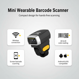 Escáner de Código de Barras de Anillo de Dedo Mini CCD 1D 2D <span class=keywords><strong>Netum</strong></span>, Lector de Códigos QR Portátil, Escáner de Código de Barras Inalámbrico Bluetooth R2L R3L - Product Image 1