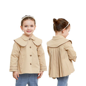 Trench-coat de couleur beige chocolat pour <span class=keywords><strong>enfants</strong></span> <span class=keywords><strong>coupe</strong></span>-<span class=keywords><strong>vent</strong></span> français personnalisé en usine au printemps manteau plissé de style littéraire pour les filles - Product Image 2