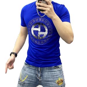 <span class=keywords><strong>Custom</strong></span> Heren Nieuwe Gemerceriseerde Katoenen Strass Grafisch <span class=keywords><strong>T</strong></span>-Shirt Met Ronde Hals En Korte Mouwen <span class=keywords><strong>T</strong></span>-Shirt - Product Image 1