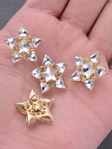 סגסוגת כוכב אבץ בצורת כפתור עם זכוכית נוצץ ברור 16 מ "מ 22 מ" מ ידידותי לסביבה יוקרה עבור בגד/אביזר קישוט - Product Image 5