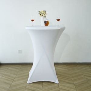 Nappe ronde en polyester et élasthanne de haute qualité, extensible, lavable, personnalisable pour les hôtels, les banquets, les mariages - Product Image 1